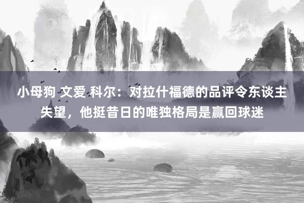 小母狗 文爱 科尔：对拉什福德的品评令东谈主失望，他挺昔日的唯独格局是赢回球迷